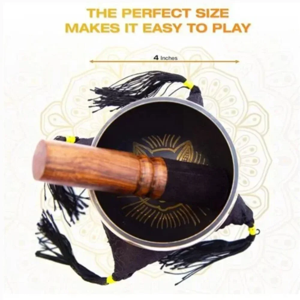 Tibetan Singing bowl Set - Easy To Play Cat Design Meditation Mindful 7 Sound